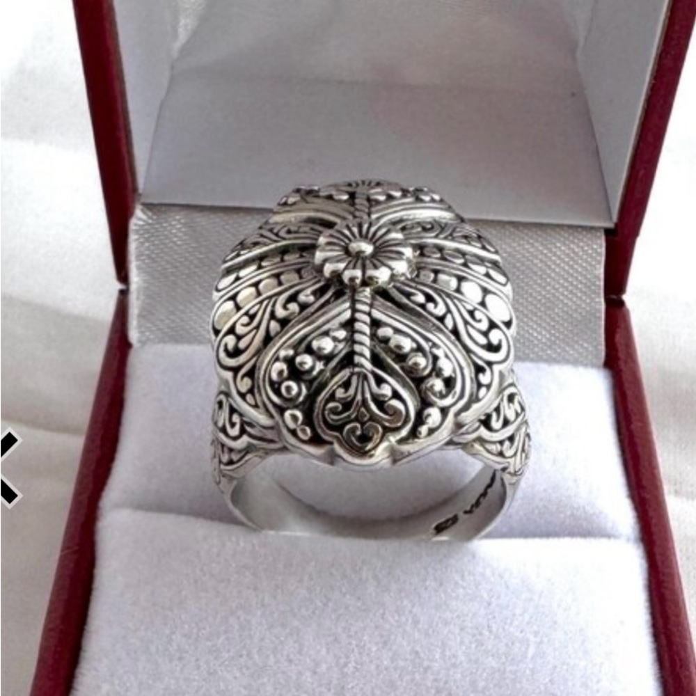 NEW SARDA Artisan Collection 925 Silver Floral Filigree Statement Ring - Picture 4 of 9